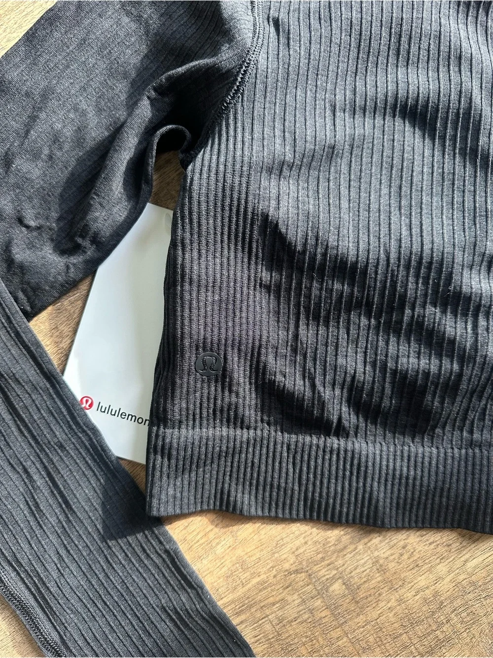 Lululemon Ebb to Street Black Ribbed Long Sleeve Crop Top
